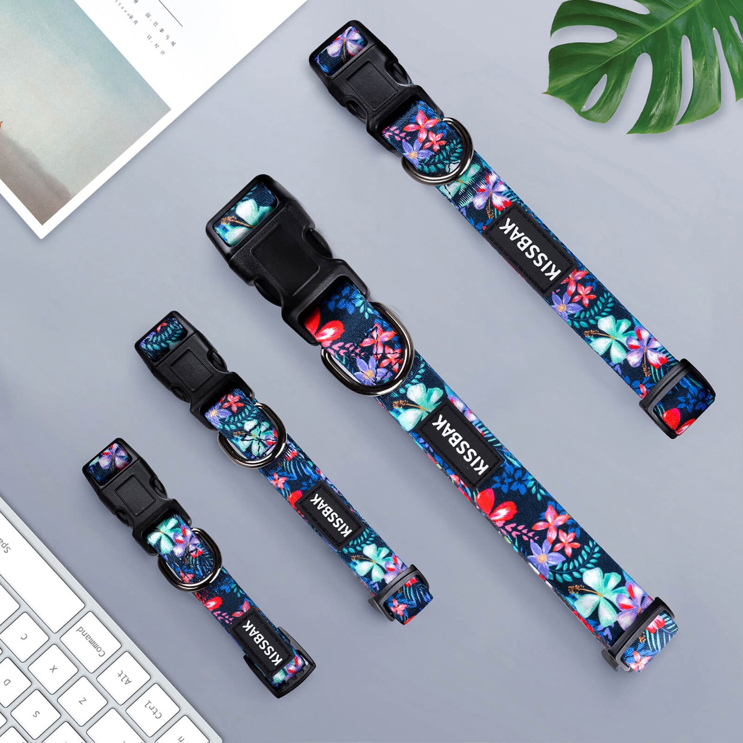 KISSBAK Dog Collar for Small-Medium-Large Dogs - Special Design Cute Girl Dog Pet Collar Soft Adjustable Fancy Floral Girl Puppy Dog Collars Hibicus Colorful