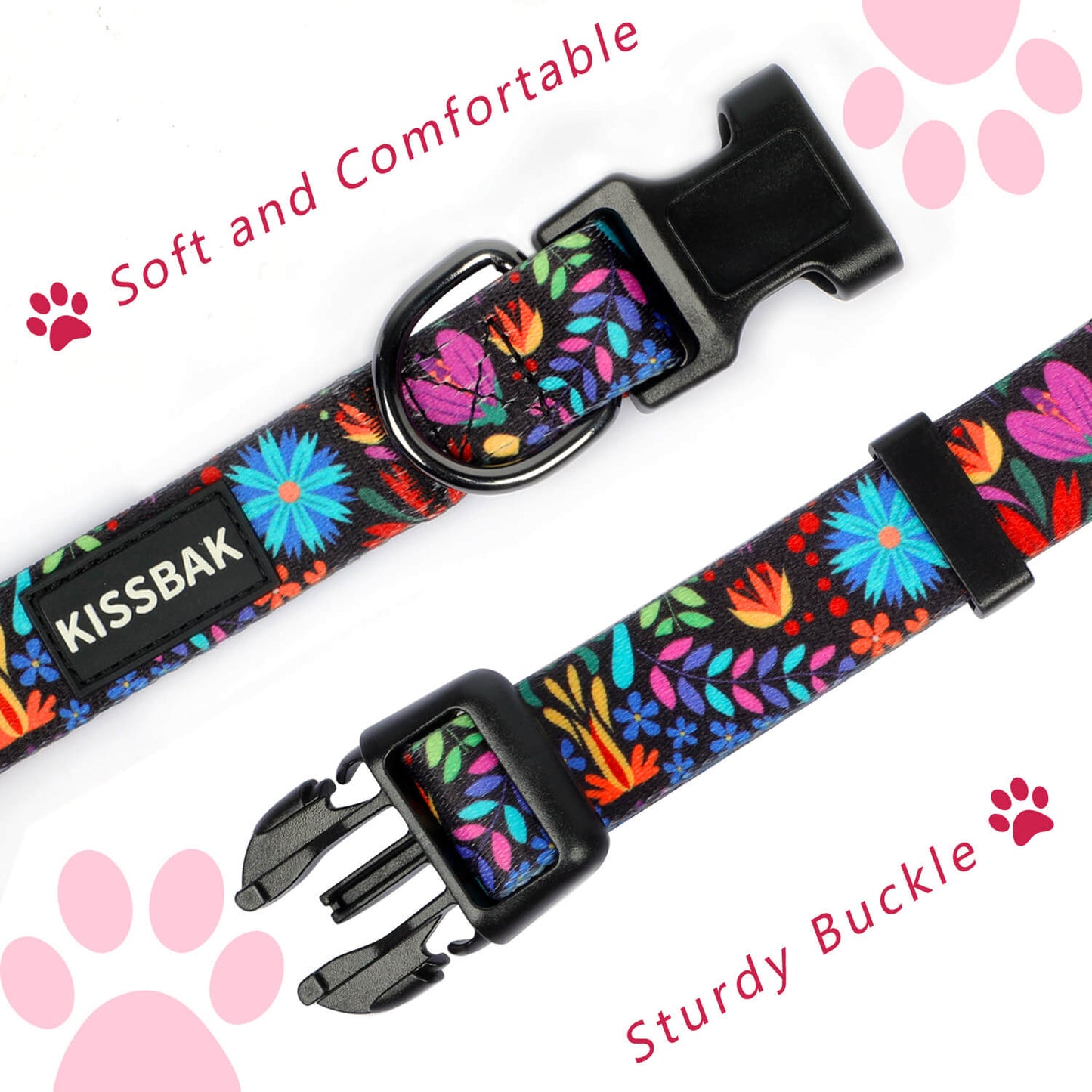 Adjustable Soft Dog Collar Multicolor Cute Flower Patterns for Small
