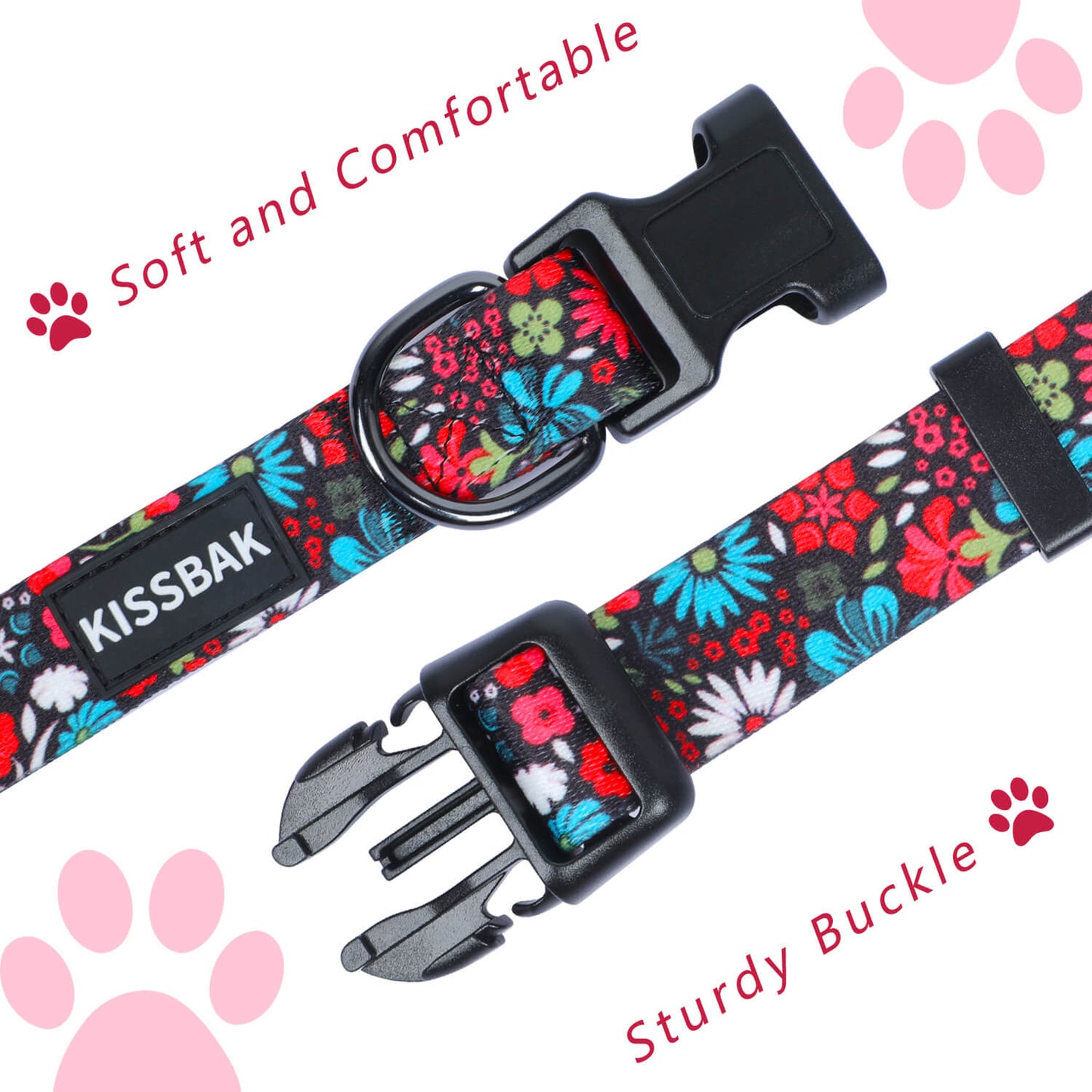 KISSBAK Dog Collar for Small Dogs - Special Design Cute Girl Dog Pet Collar  Soft Adjustable Fancy Floral Girl Puppy Dog Collars (XS, Floral)